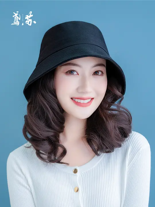 ショートカールウィッグキャップ【取り外し可能・夏用・全頭タイプ・丸顔向け】