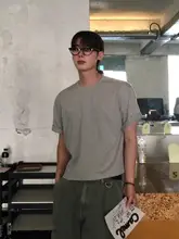 極上の柔らかさのショート丈Tシャツ【男性用・カジュアル・丸首・韓国風】