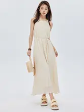 シャンパンカラーのシフォンドレス【バインダー付き・バックストラップ・ウエストマーク・エ レガントデザイン】