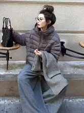 グレーの厚手暖かいダウンコート【デザイン性重視・大きいサイズ】