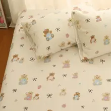 かわいいクマの親子デザイン フランネル毛布【冬用・珊瑚フリース・厚手】