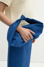 天然素材 エコファイバー使用のデニム風防水弁当バッグ【手提げ・リボンデザイン】
