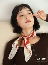 春秋用小方巾【シルクコットン混紡・文芸風・高級感あるデザイン】