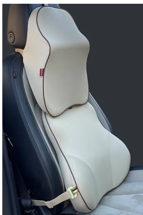 記憶棉製 車用ヘッドレスト＆腰サポートクッション【オールシーズン対応・装飾用】
