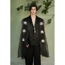 新中式デザインのフィットブラックブレザー