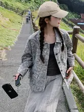 華やかなフラワープリントのショートワークジャケット【春秋用・女性・おしゃれ】