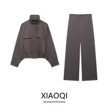 女性用 長袖スタンドカラージャケット【高腰パンツ付き】（セットアップ対応）