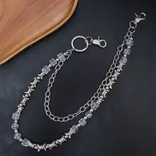 ユニークなデザインの金属製ウエストチェーン【鋭いトゲデザイン・ダブルレイヤー・ヒップホップスタイル】（セットアップ対応）