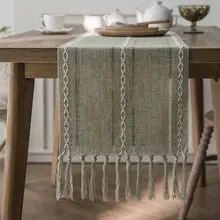 シンプルなヴィンテージスタイルのテーブルランナー【手作り結び・ダイニングテーブル用・高級感】