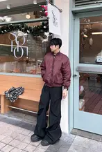 Mr Bense メンズ カジュアルストレートパンツ【落ち感のあるデザイン・ウエストゴム・ブラック・ゆったりサイズ】