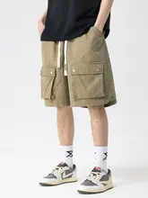 XINYINSU メンズ ワイドフィット工場用ショートパンツ【アメリカンスタイル・ドローストリング・大きなポケット・夏用・カジュアル】