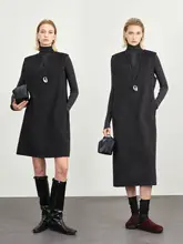 秋冬向けワンピース【ウール生地・ノースリーブ・洗練されたデザイン】