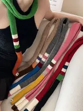 ストライプデザインの細長スカーフ【春秋用・レトロスタイル】