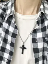 ロングネックレス ペンダント クロス スター パワーストーン 天然黒曜石 アクアマリン レディース メンズ 上品