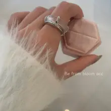天然透白マか石のダブルレイヤーリング【ユニークデザイン・人差し指用・エレガント・ファッションアクセサリー】