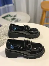 厚底レディースローファーシューズ【水晶装飾・合皮・春用・イギリス風】