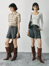 簡約なデザインで美脚効果！フリル裾Aラインスーツショートパンツ