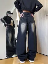 アメリカンビンテージ風ブラックデニムパンツ【大きいサイズ・ゆったりしたフィット・フレアレッグ・冬用】