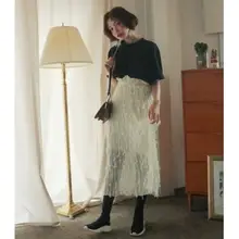 春用 レース飾りのゴムウエストスカート