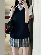 鬼鬼家 JK制服 ニットベスト【無地・プルオーバー・学院スタイル】
