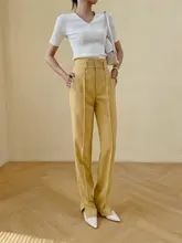 SOUL JUC ハイウエスト 秋用 ストレートパンツ【横型・足長効果・タック入り】