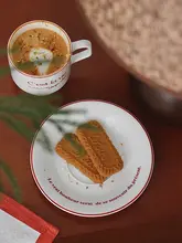 フランス風レトロコーヒーカップ＆ソーサー【赤文字デザイン・アフタヌーンティー用・ギフトにも最適】