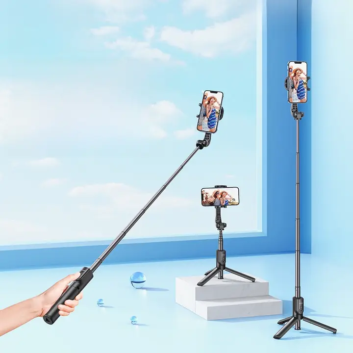 ミニ三脚自撮り棒【360度回転・Bluetooth対応・旅行用・手持ち安定撮影】