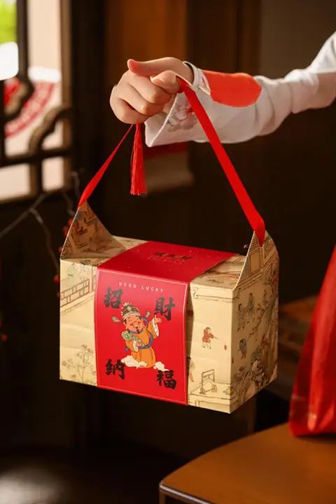 新年ギフトボックス【手提げ・お菓子・牛轧糖・クッキー・スイーツ用】