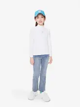 女の子用デニムパンツ【春用・スリムフィット・フレアデザイン・ライトブルー】