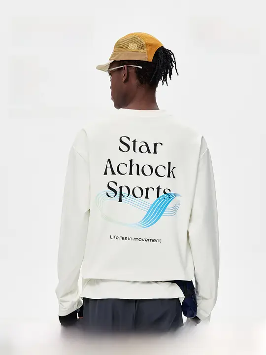 抗菌プリントラウンドネックTシャツ【涼感・透湿・速乾・長袖】