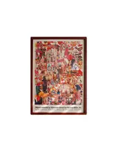 ユニークなデザインの装飾画【中古玩偶・赤い花梨木フレーム・クリスマス】