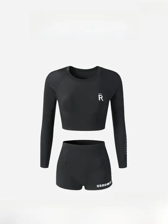 APOTCARE レディース 長袖分体水着【黒・温泉用・保守的デザイン】