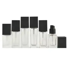 透明ガラス製 25ml/30ml/40ml 磨砂仕上げポンプボトル【ファンデーション・乳液・ミスト用】