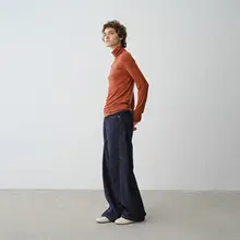 秋冬用 フィットワイドレッグデニムパンツ【ストレッチ・クッション性】
