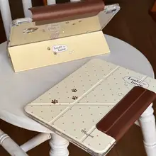 かわいい波点デザインのiPad用磁気スタンドケース【内側印刷・エア56・プロ11インチ対応】