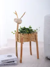 可愛い小鹿の木製花槽【多肉植物用・インテリア装飾】