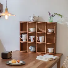 実木製 カップラック【オ  ープンデザイン・壁掛け・コーヒーコーナー収納用】