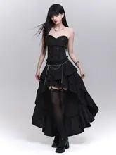 独特で美しいデザイン！黒の不規則型ロングスカート【夏用・女性用】