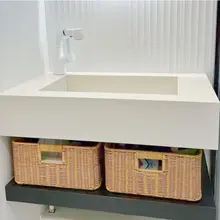 大容量 かご収納ボックス【おもちゃ・衣類・スナック用・フェイクラタンデザイン】（セットアップ対応）