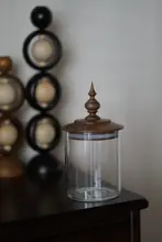 ヴィンテージスタイル 木製蓋付きガラス密封収納瓶【茶・コーヒー豆用】