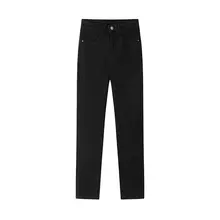 デニムパンツ レディース ハイウエスト スキニー 裏起毛 ブラック 着痩せ きれいめ 着回し 冬 あったか「XinmonLee」