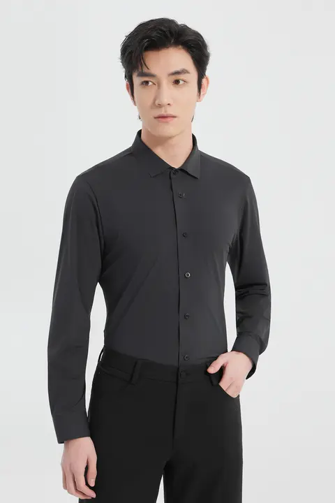 ビジネスカジュアル メンズ長袖シャツ【シンプルデザイン・春用・涼感】