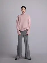 イタリア製 カシミアハイネックニット【粗編み・女性用・自然系デザイン】