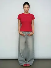 華やかなデザインのストレッチフィット半袖Tシャツ【バイカラー・プリント柄】