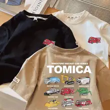 子供用夏用半袖Tシャツ【カー印刷・コットン・カジュアルデザイン】