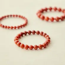 南紅の天然赤瑪瑙ブレスレット【火のような模様・男性用】