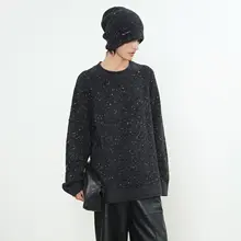 雪花模様のウール手編みニット帽【レトロスタイル・厚手】