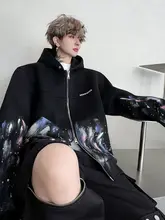 ユニセックス ハイストリートパーカー【フード付き・フィット・プリントデザイン】