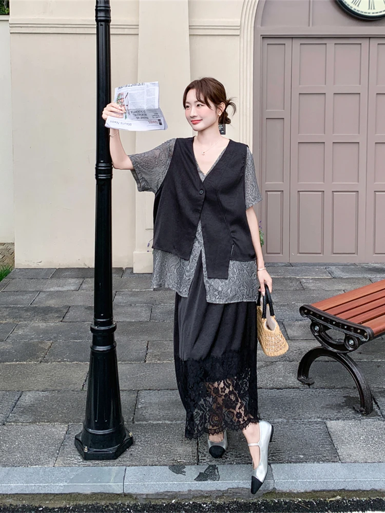 40代プチプラファッションに最適な新中式ヴィンテージ風セットアップ