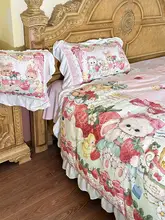 花柄ロリータデザインのミルクフリース四件セット【フランネルベッドリネン・レーストリム】（セットアップ対応）